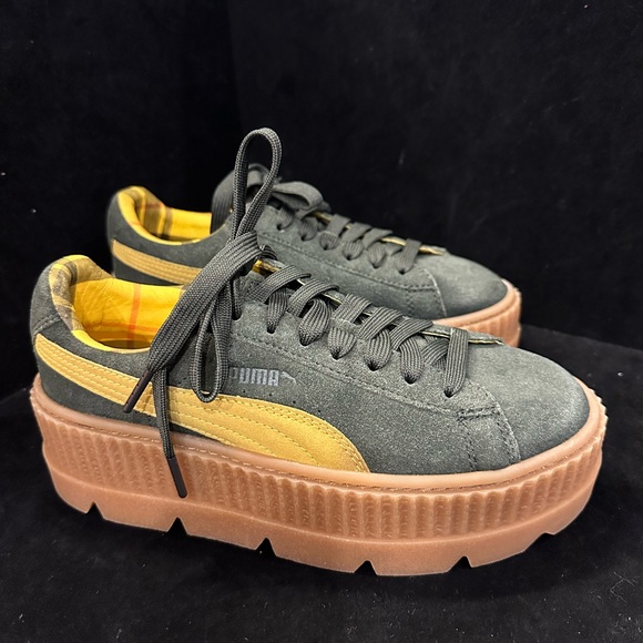 Rihanna Shoes - Rihanna Puma  Women's Platform Sneakers - Green and Yellow